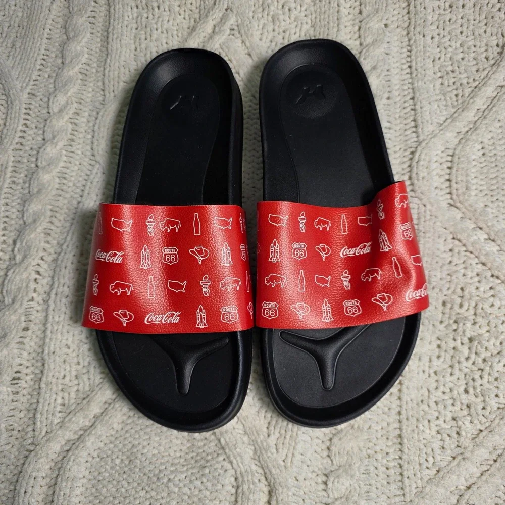 Hype Company Coca-Cola‎ Coke Slides Red Americana USA Mens 9-10 Womens 11-12 NEW